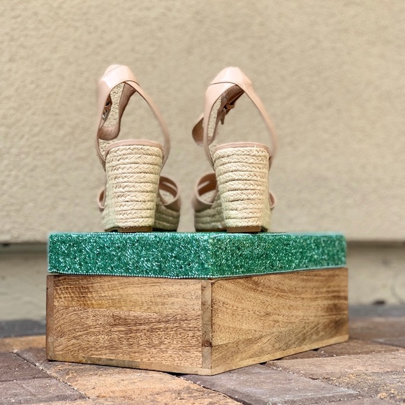 Nude Patent Leather Espadrille Platform Wedge - Picture 8 of 8